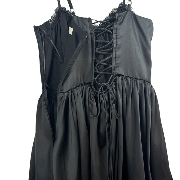 Whimsigoth Sexy Black Mini‎ Dress Lace Corset Party Dress Sz M Witchy Fairy Goth - Image 6