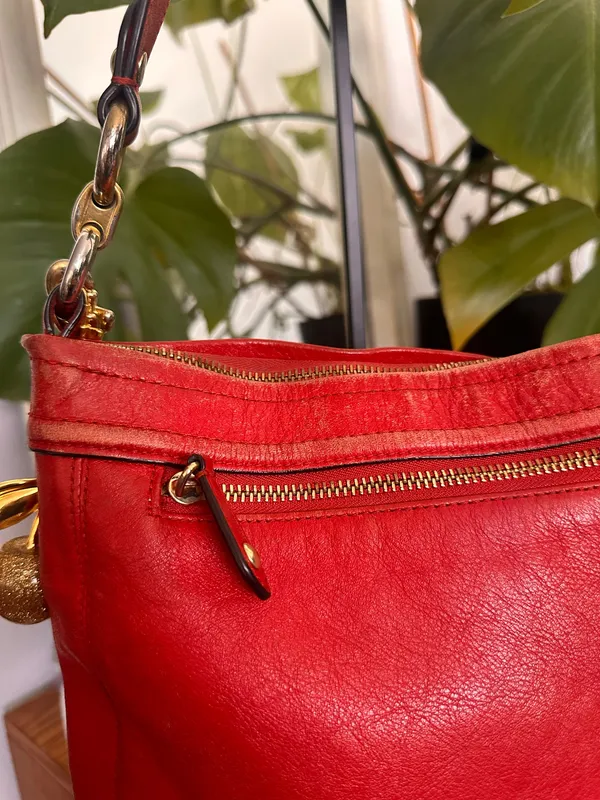 Red Coach Crossbody Bag Leather - Image 9