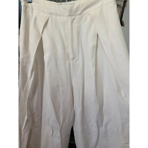 DO+BE White Wide Leg Pleated‎ High Rise Trousers Pants Womens Medium - Image 5