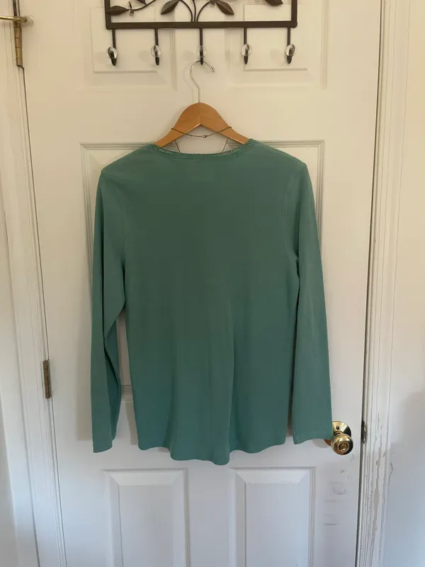 Eddie Bauer Marbled Pear Green Henley Thermal - Image 6