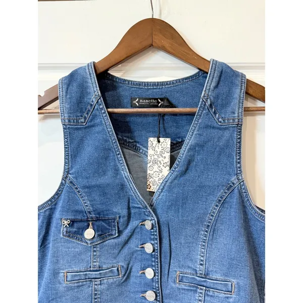 Nanette Lepore Blue Denim Vest Bow Detail Size S Western Y2K Cowgirl - Image 3