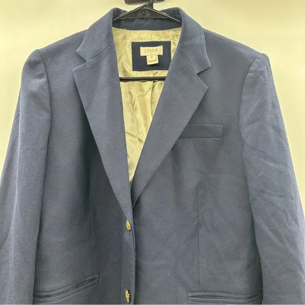 J. Crew Factory Wool Blend Navy Blue‎ Long Sleeve Button Blazer Size 10 - Image 2