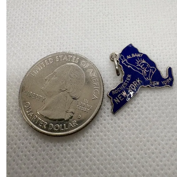 Beau‎ Sterling Silver Vintage New York State Blue Enamel Souvenir Charm 1.52g - Image 4