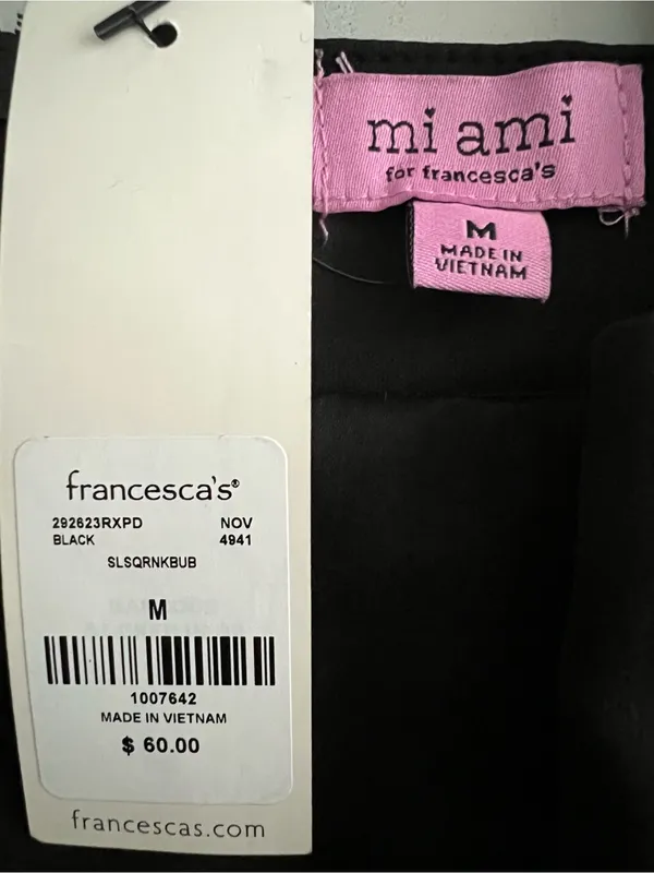 Francesca's NWT Emily Square Neck Bubble Hem Mini Dress - Black - Size M - Image 4