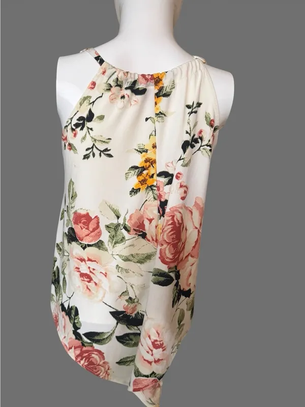 First Love Cream Floral Halter Camisole - Image 4