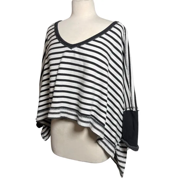 FREE PEOPLE x WE THE FREE Main Squeeze Boho Black White Striped Top - Image 3