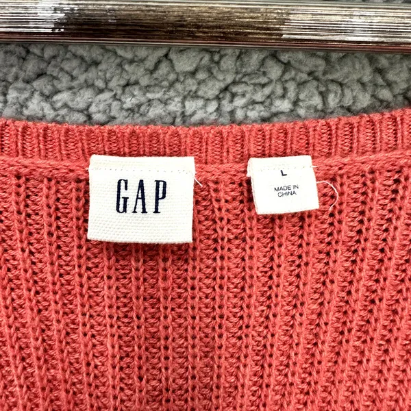 Gap Sweater Tunic Womens Large Pink Coral Knit Slouchy Spring Preppy‎ Fisherman - Image 2