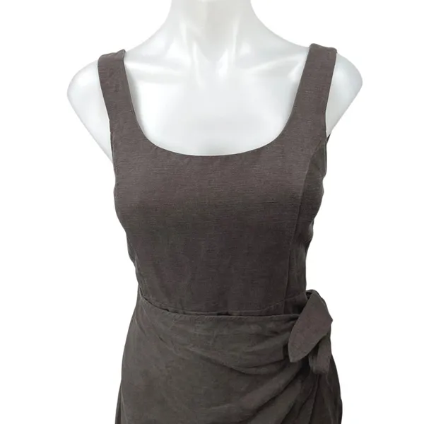 Aritzia Wilfred Gray Sleeveless Tulip Hem Square Neck Wrap Midi Sheath Dress 0 - Image 4