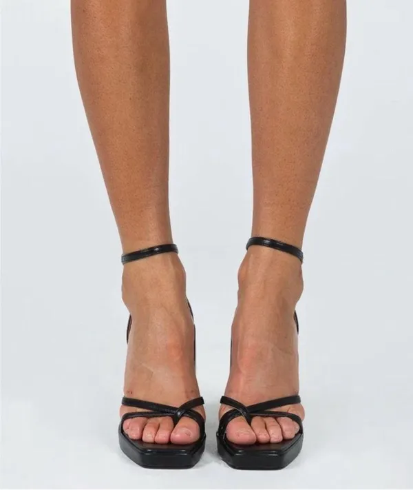 Princess Polly Cammie Strappy Heel in Black Women's Shoe Size 8 - Image 4