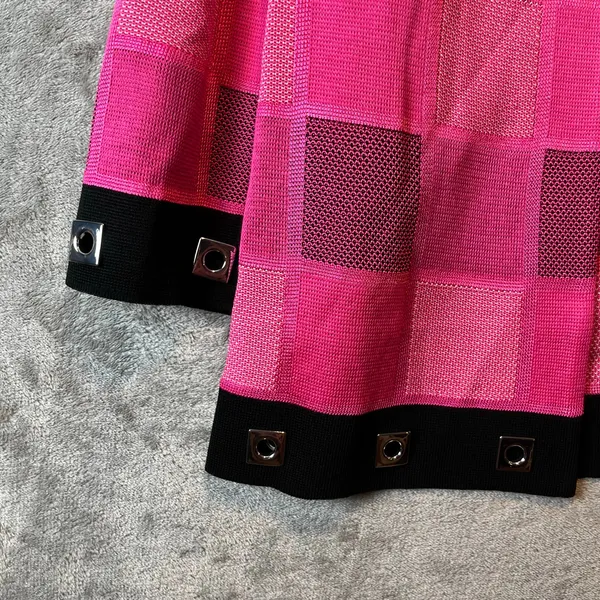 Ming Wang Hot Pink Black Color Checkered Cardigan‎ Jacket Womens Size Large - Image 3