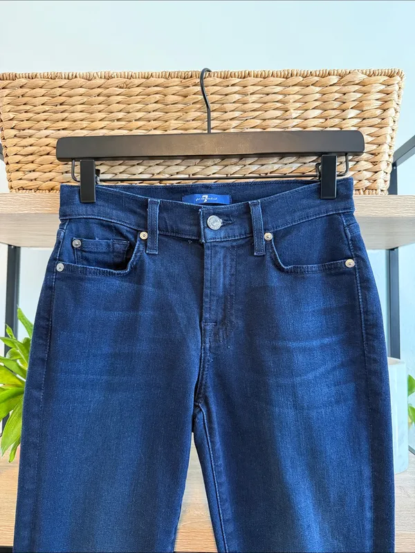 7 for All Mankind Mid-Rise Gwenevere Dark Wash Skinny Ankle Jeans, 25 FLAWED - Image 2