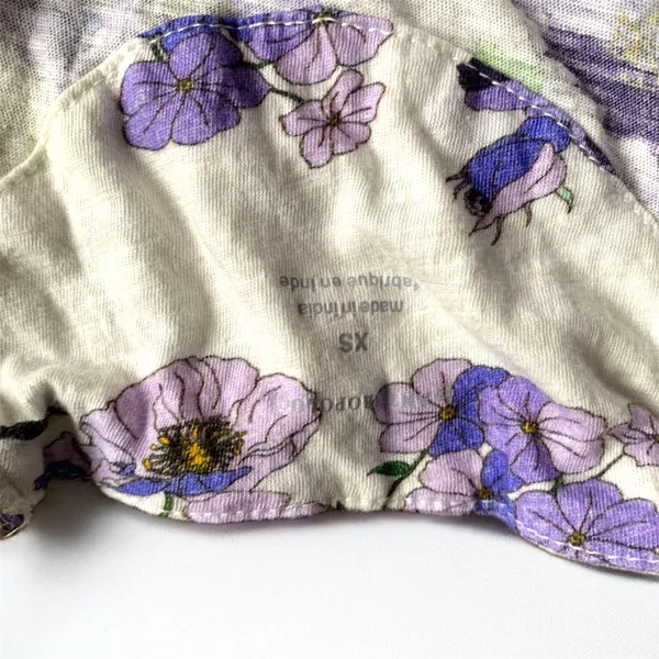 Anthropologie White Purple Floral Balloon Sleeve Crop Top XS - Image 4