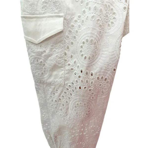 Express Super High Waisted Eyelet Belted Cargo Joggers 2 White Utility Pants NWT - Image 5