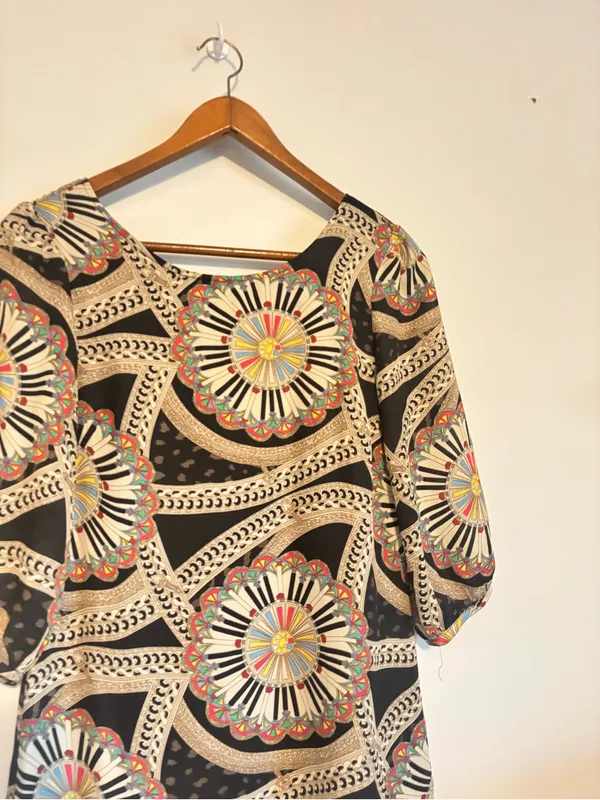 Anthropologie Tulle Black & Multicolor Piano Circle Mosaic Print Dress - Image 7