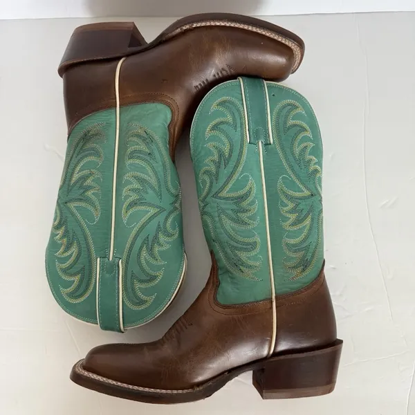 TONY LAMA Rowena 11” Women’s‎ 6B Brown Turquoise Leather Western Boot USA SA2101 - Image 2