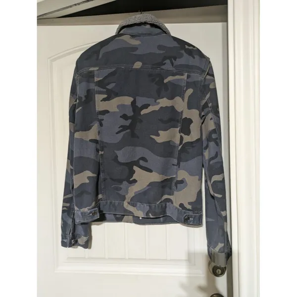American Vintage Mens Camo Pockets Long Sleeve Collared Trucker Jacket Size L - Image 8