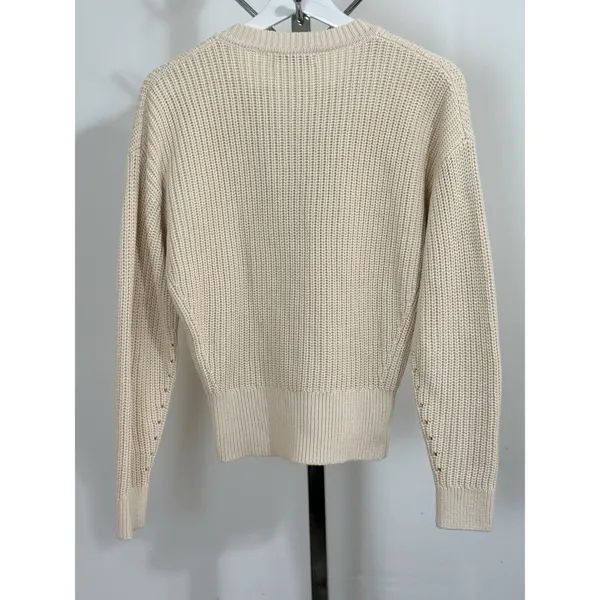 Madewell Lace Up Front Chunky Knit Sweater Cream Beige Long Sleeve Preppy Size S - Image 5