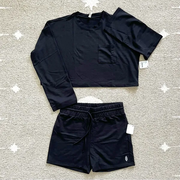 FP Movement Sunny Set Pullover Sweatshirt & Shorts in Black Small - Image 5