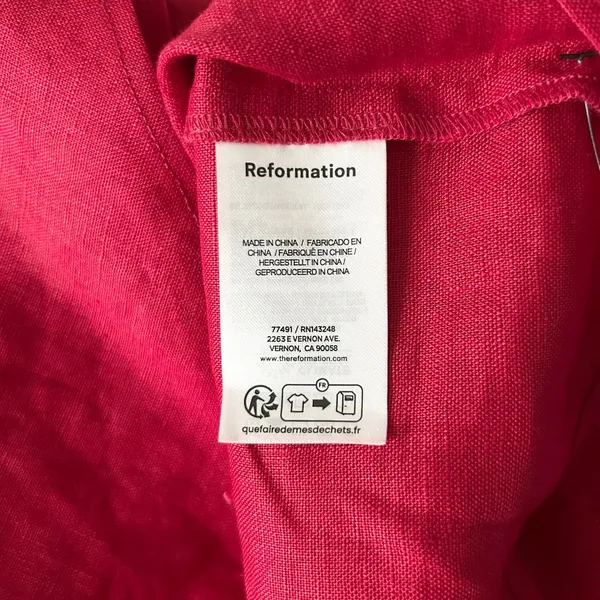 NEW Reformation Ciro One Shoulder Mini Dress 100% Linen Lipstick Red Size 4 - Image 6