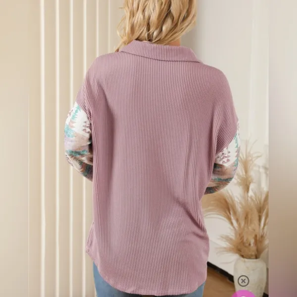 NEW Mauve Pink Aztec Print Corduroy Look Shirt Jacket Shacket - Image 4