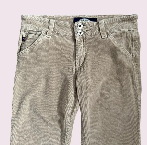 Just USA Y2K 2000’s Khaki Tan Preppy Low Rise Corduroy Casual Straight Leg Pants - Image 2