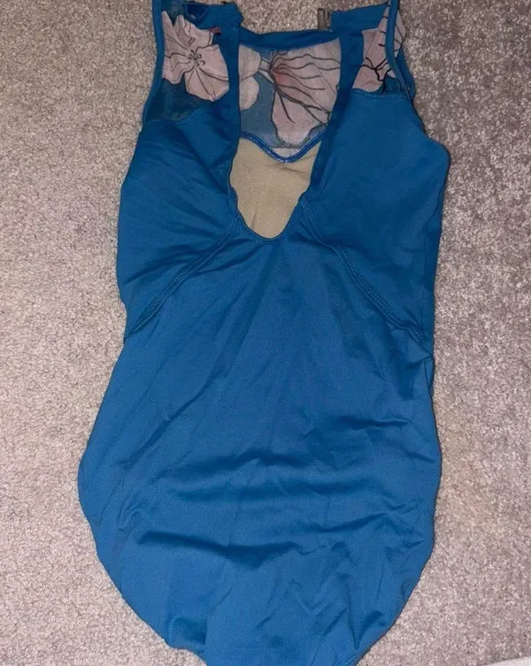 Floral Blue Women's Leotard - Image 2