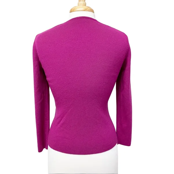 Saint James Raspberry Pink 100% Wool V Neck Sweater Size 6 - Image 2