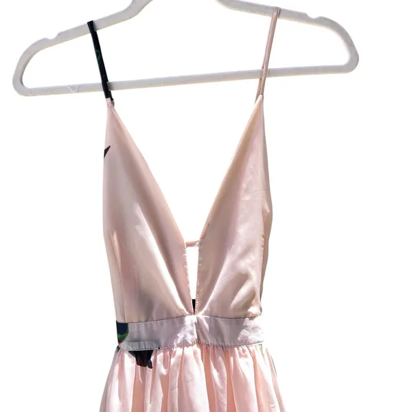 Aura Pink Sleeveless Backless Maxi Dress with Floral Print‎ Small - Image 3