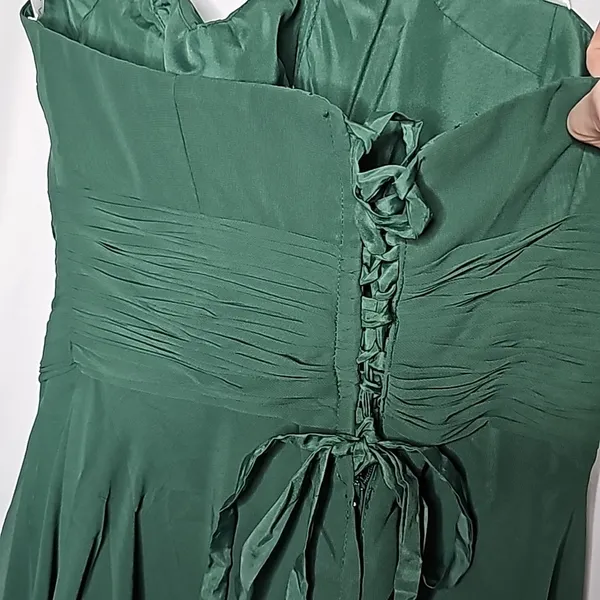 Azazie emerald green halter top bow knot pleaded chiffon corset cocktail dress 8 - Image 5