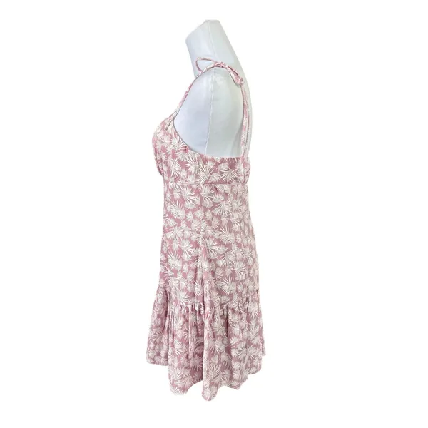 Lulu's Sunny Tropics Pink Palm Tie Straps Mini Dress Sundress‎ MEDIUM Coquette - Image 3