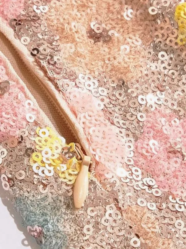 Sequin Floral Gold and Pastel Hippie Mini Skirt Size XS Date Night Going Out \ - Image 12