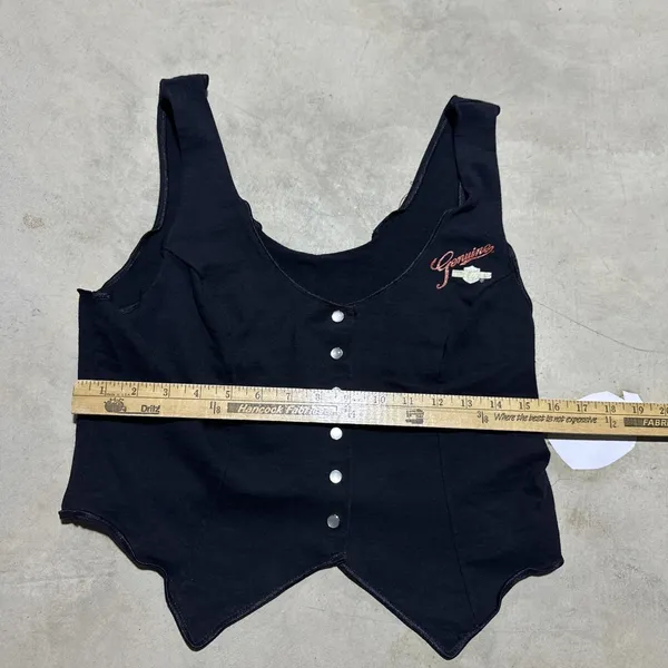 Harley Davidson Vintage 1992 Holoubek Ladies Vest Size Large Black With Snaps - Image 4