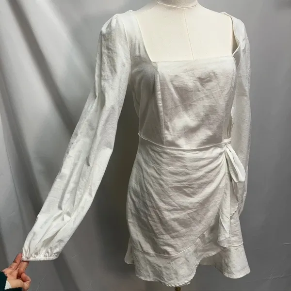 Princess‎ Polly The Villa Mini Dress Womens 8 White Long sleeve Preppy summer - Image 3