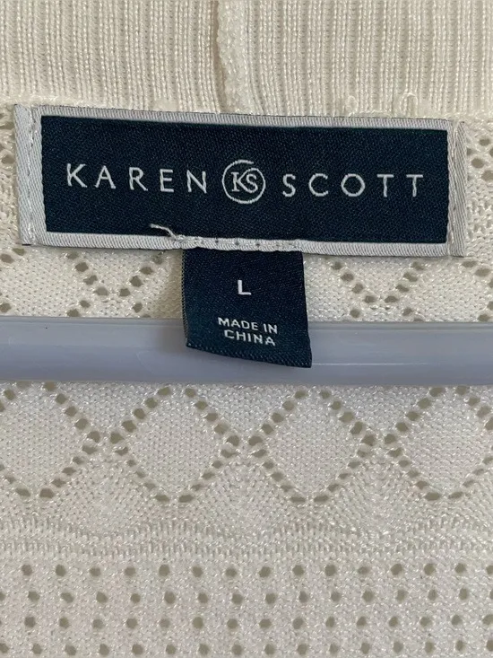 Karen Scott White Knit Cardigan size L - Image 2