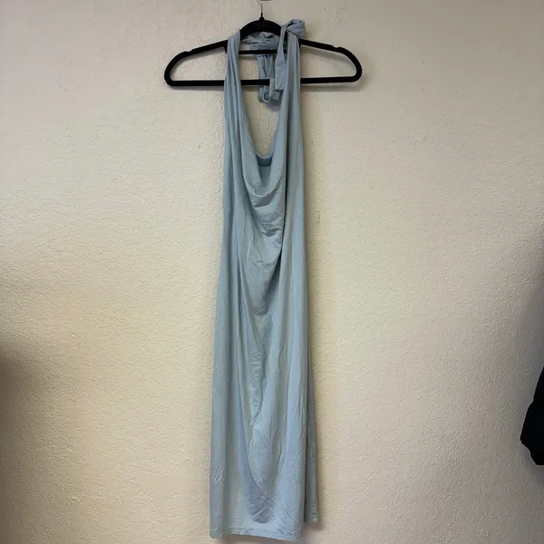 Reformation Zoisa Knit Halter Mini Dress Blue Size Medium - Image 4