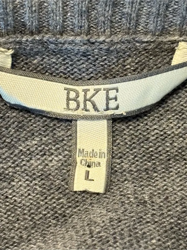 BKE Draped Open-Front Cardigan in Gray with Multicolor Accents - Image 5