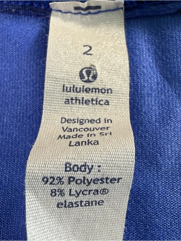 Lululemon Racer Back Tank Top Size 2 Blue Black Color Athletic Great Condition - Image 4