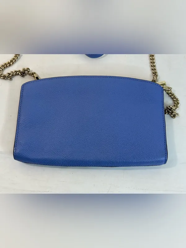 Kate Spade New York Margaux Crossbody in Blue Leather with Chain Strap - Image 3