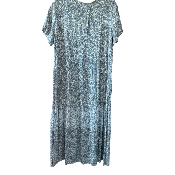 JG Hook Vintage 90s Cottage‎ Blue Floral Mixed Coastal Cowgirl Maxi Dress M - Image 3