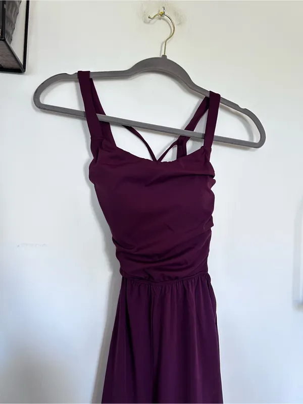 Halara Burgundy Sleeveless Crisscross Open Back Jumpsuit Size Small - Image 3