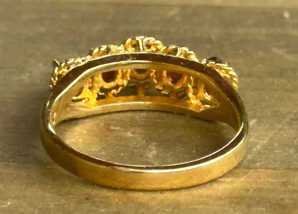 Vintage Multi Gemstone Ring Gold - Image 5
