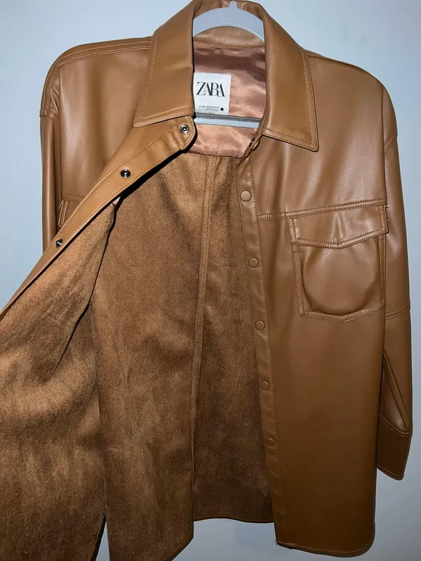 Zara Faux Leather Shirt Jacket - Image 8