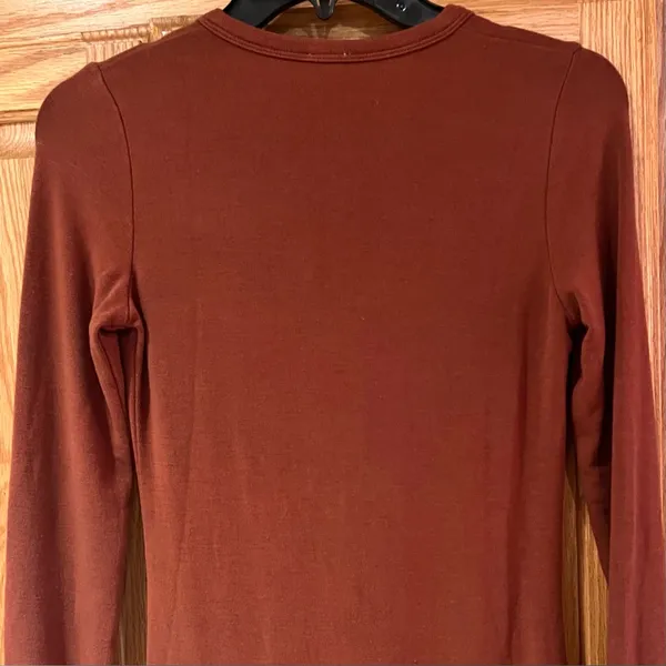 Aritzia Wilfred Free Button-Up‎ Knit Bodycon Midi Dress in Rich Chestnut Size XS - Image 7
