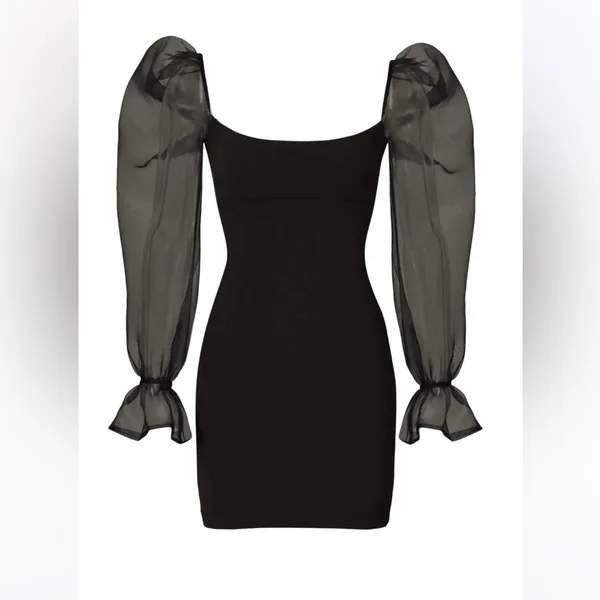 New nwt Nookie Sz xxs 00 Eleganza Mini Dress black, long sleeve LB tulle stretch - Image 3