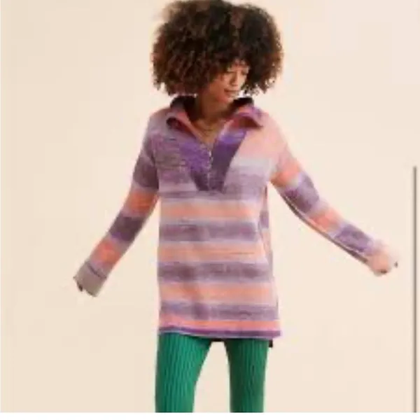 Anthropologie Daily Practice Half-Zip Tunic Sweater Mini Dress Striped M - Image 5