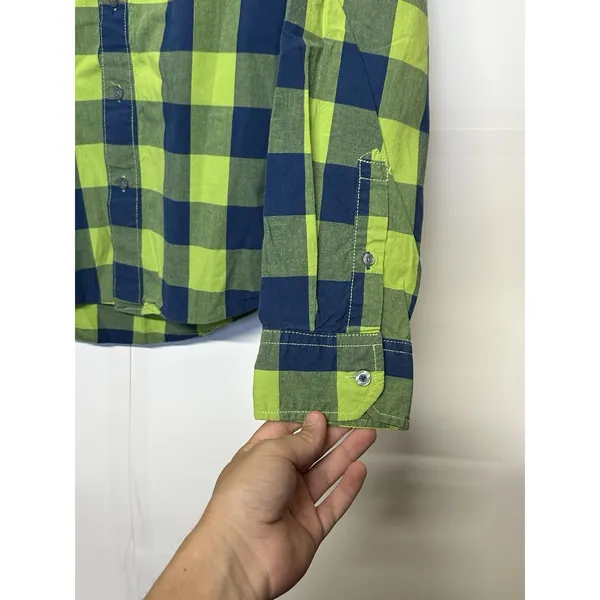 Aeropostale M Green Navy Plaid Shirt Women’s Button Down Long Sleeve Casual - Image 10