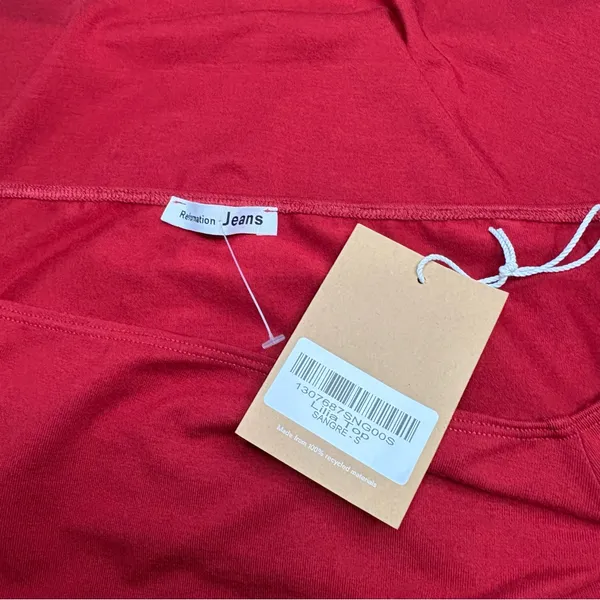 New Reformation-Style Red Top (Off-Shoulder Long Sleeve) Sz S - Image 10