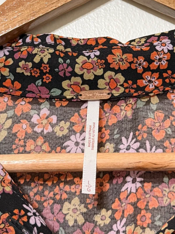Free People Bonnie Mini Dress Size Large Floral Boho Dusk Combo - Image 4
