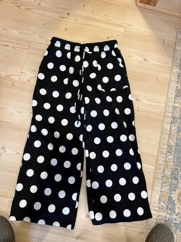 Black and white polkadot pants set Size M - Image 3