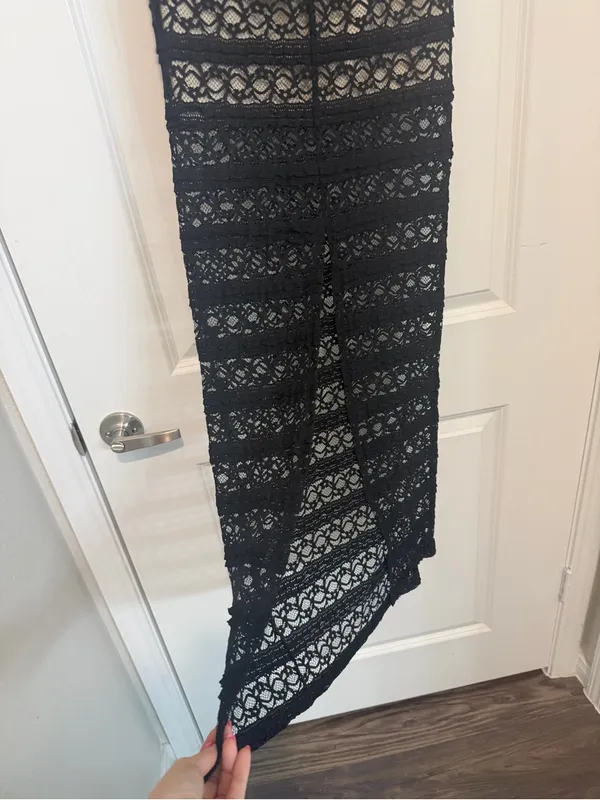 Alice + Olivia Ettley Lace Maxi Skirt Size 2 Black Ivory Lined Sheer Feminine - Image 3